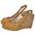 Stuart Weitzman Sandali con zeppa in vernice gialla Giallo Senape