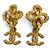 Brincos de clip Chanel Vintage 93A Metal Lava Flower Dourado