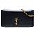 Saint Laurent Monogram Cassandre Handyhülle aus glattem schwarzem Kalbsleder