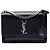 Borsa a tracolla Saint Laurent Monogram Sunset in pelle di vitello nera, misura Medium