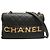 Chanel Black Medium Quilted Lambskin Logo Enchained Flap Nero