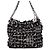 Borsa a tracolla Chanel in tweed e pelle bianco e nero