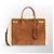Saint Laurent De Jour Borsa Tote in Pelle e Shearling Marrone - vista 3