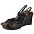 Max Mara Sandali con Zeppa in Pelle Nera Nero