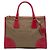 Sac satchel Prada en toile Canapa marron avec bordure en Saffiano et double fermeture éclair avec logo Marron clair