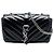 Borsa Baby Chevron in vernice nera con catena monogramma classica Saint Laurent Nero