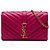 Piccola borsa bustina Saint Laurent in pelle di vitello Chevron Monogram rosa