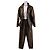 Autre Marque Brown Leather Jacket and Trousers Two-Piece Set Khaki Taupe