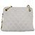 Chanel Vintage Zip Chain Matelassé Caviar Medium Bianco