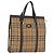 Borsa Tote Burberrys Nova Check in tela Beige Oro Auth bs36098 D'oro