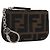 FENDI Zucca Canvas Monedero Marrón Negro Auth bs36231V Castaño