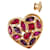 Broche Cœur Cristaux Vintage Yves Saint Laurent Rouge Violet Bijouterie dorée  - vue 1