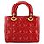 DIOR - Borsa a tracolla Lady Dior Small in pelle stropicciata rossa Rosso - vista 3
