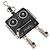 Prada Saffiano Robot Key Ring Coin Purse Silvery Navy blue