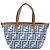 Bolsa Fendi Blue Mini Zucca Jacquard Roll Satchel Azul