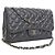 Chanel Gray Jumbo Classic Striped Patent Double Flap Marrone - vista 2