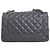 Chanel Gray Jumbo Classic Striped Patent Double Flap Marrone - vista 4