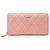 Cartera larga Chanel Pink CC acolchado Caviar Zip Around Rosa