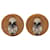 Boucles d'oreilles clips Sellier en bois marron et palladium Hermès  - vue 2