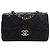Chanel Black Mini CC Matelassé Lambskin Lucido Half Flap Nero