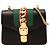 Borsa Sylvie in pelle di vitello nera con banda Web e catena Gucci Nero