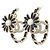 Pendientes de botón Chanel AB9650 Negro Blanco Dorado - vista 2