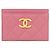 Tarjetero de piel de becerro granulado rosa Chanel AP3524