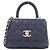 Borsa Chanel in pelle di vitello martellata blu navy