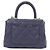 Borsa Chanel in pelle di vitello martellata blu navy - vista 2