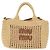 Miu Miu Woven Tote Bag aus Raphia 2way Beige mit Goldton Auth ki6738M - Ansicht 2