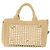 Miu Miu Woven Tote Bag aus Raphia 2way Beige mit Goldton Auth ki6738M - Ansicht 3
