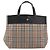 Borsa Tote BURBERRY Nova Check in nylon beige argento Auth kk695A - vista 2