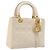 Borsa Christian Dior Lady Dior Canage in pelle di agnello 2way White Gold Auth ep15557A