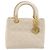 Borsa Christian Dior Lady Dior Canage in pelle di agnello 2way White Gold Auth ep15557A - vista 2
