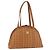 Bolsa Boston MCM Logogram Vicetos em PVC e couro marrom com detalhes dourados Auth mr2798