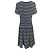 Alaïa Alaia A-Linien-Kurzarmkleid aus elastischem Viskose-Strick mit blauem/weißem Muster Marineblau - Ansicht 3