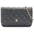Borsa a tracolla Chanel Matelassé in pelle di vitello martellata nera Nero