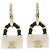 Boucles d'oreilles Chanel en cuir de veau Noir Blanc