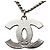 Collana con pendente Chanel Silver CC in ottone e strass Argento - vista 3