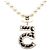 Chanel Gold CC Brass No 5 Strass and Faux Pearl Pendant Necklace Golden - view 3