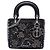 Lady Dior in pelle di vitello nero con ricami di trifogli mini