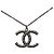 Collana con pendente Chanel Black CC placcato rutenio Nero - vista 2