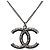 Collana con pendente Chanel Black CC placcato rutenio Nero - vista 3