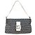 Borsa Fendi Zucchino Logo Flap Bag Bianco Blu navy