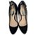 Prada Ankle Strap Platform Pumps in Black Suede - view 4