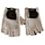 Chanel Häkel-Lederhandschuhe Beige Dunkelgrün
