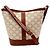Céline Celine Triomphe Canvas & Calfskin Small Bucket Shoulder Bag Weiß Beige