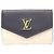 Cartera tríptico Portefeuille Lock Mini en piel de becerro granulado Louis Vuitton Negro Rosa Beige