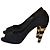 Autre Marque Décolleté open-toe in camoscio nero con tacco decorato