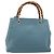 Borsa a Mano GUCCI Bamboo in Pelle 2way Blu Argento 336032 Auth ep15143 - vista 3